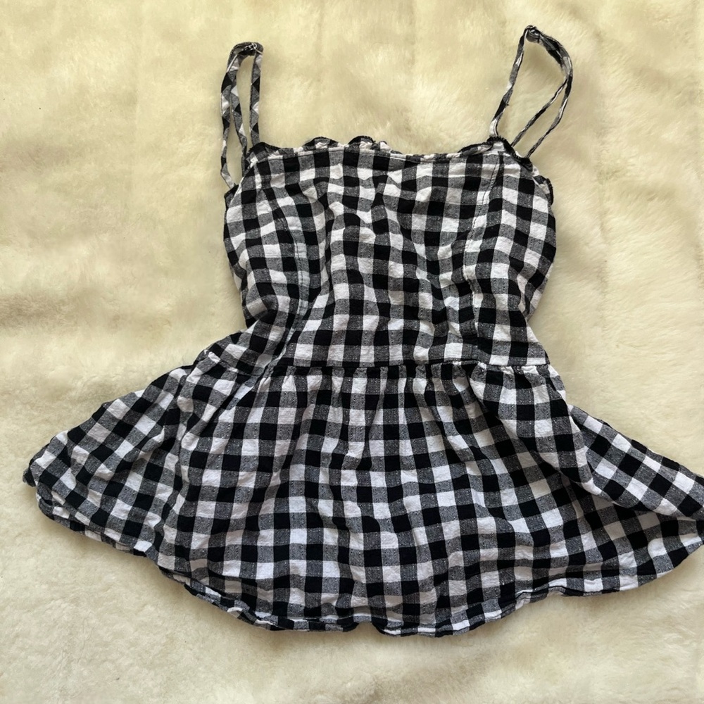 Vintage America Black and White Gingham Camisole Top